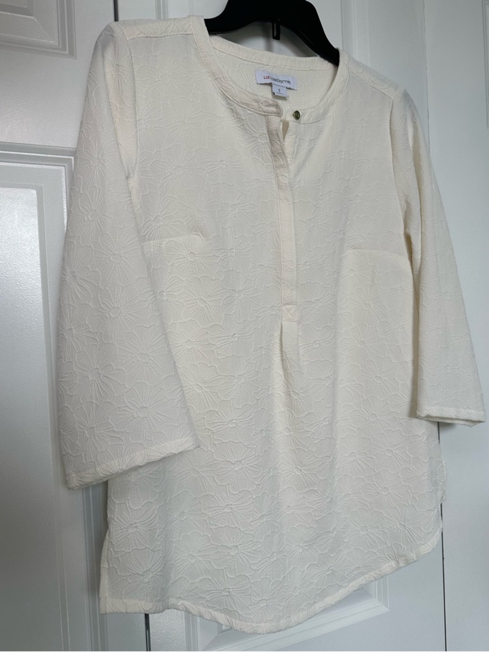 Liz Claiborne Ivory Floral Jacquard Tunic Top